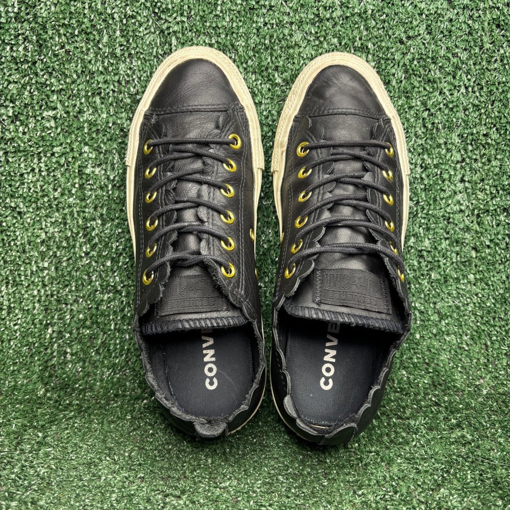 Converse Chuck Taylor All Star Low Frilly Thrills Leather Sneakers Black Women 7 - Picture 5 of 9